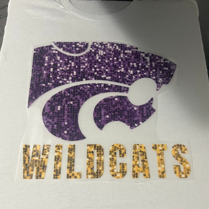 Faux Sequin Wildcats [White Gildan Softstyle Tee, White Gildan Crewneck or Hoodie]  Main Image